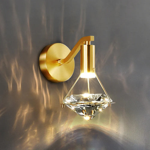 Minimalist luxury copper LED wall light 5W warm for bedroom or bedside - vue 3 sur 8