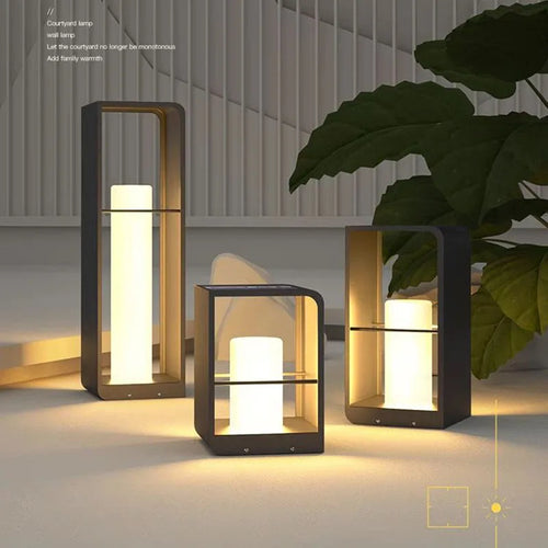 Luxury solar LED garden lamp with waterproof marble finish - vue 3 sur 9