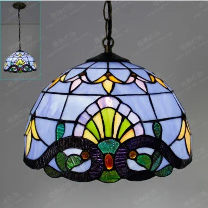Handmade tiffany glass pendant light nordic peacock style - vue 9 sur 10