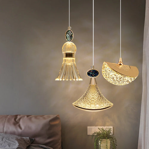 Nordic crystal LED ceiling chandelier for living room, bedroom or bedside - vue 5 sur 16