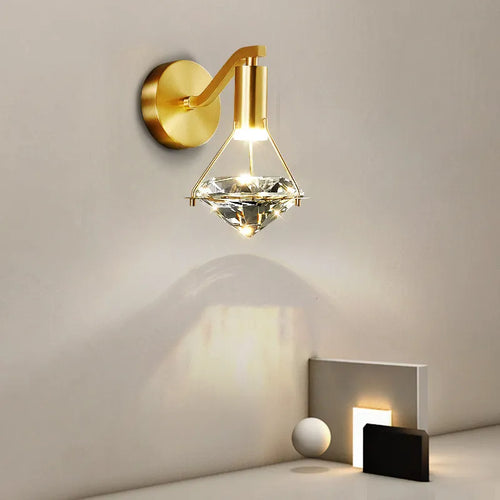 Minimalist luxury copper LED wall light 5W warm for bedroom or bedside