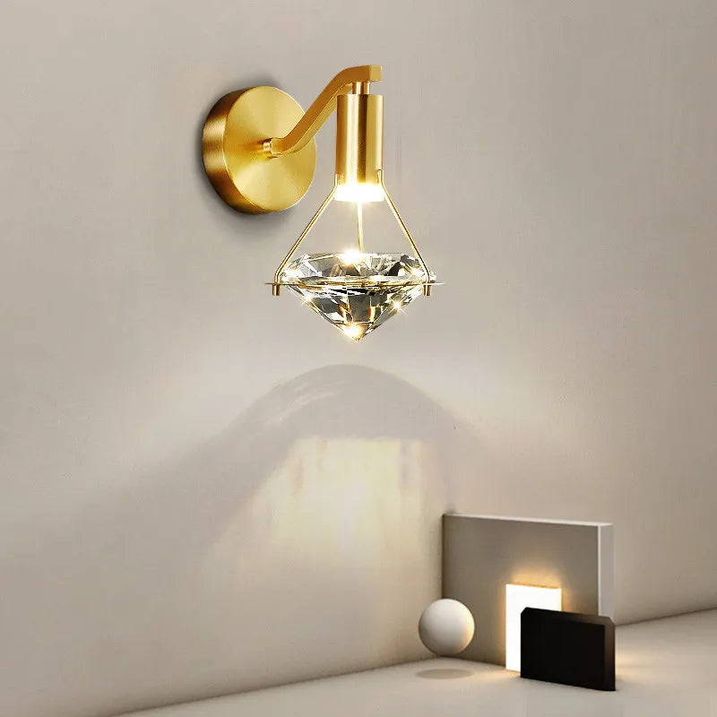 Minimalist luxury copper LED wall light 5W warm for bedroom or bedside