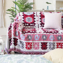 Bohemian knitted world map decorative throw blanket