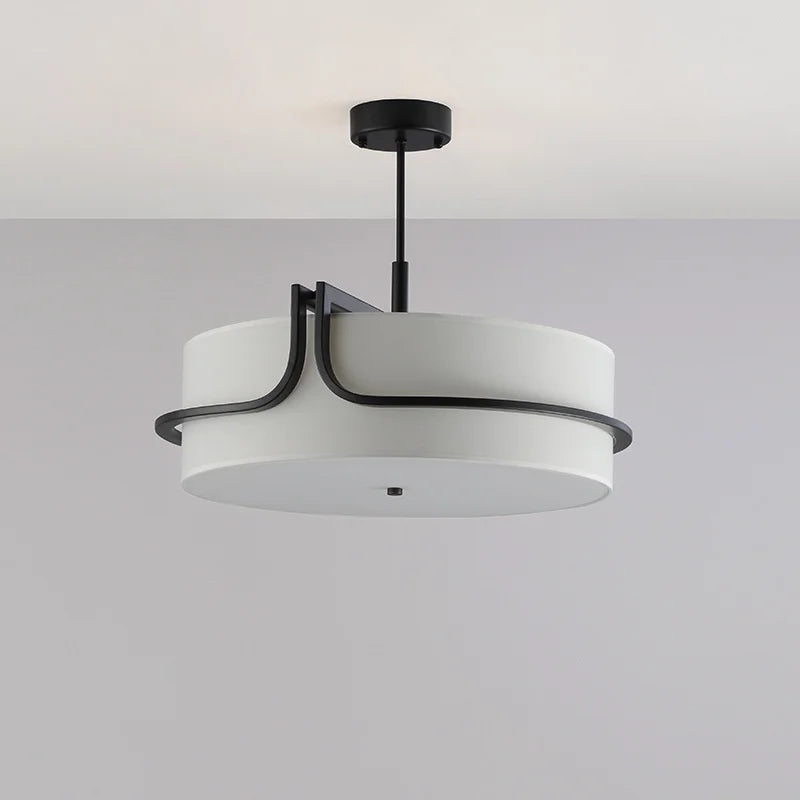 Luxury designer ceiling light in copper with fabric shade