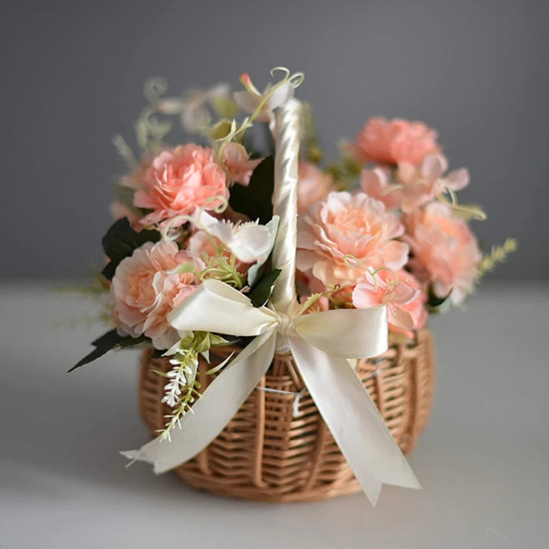 Hand-woven wedding flower basket for storage and picnics - vue 4 sur 10