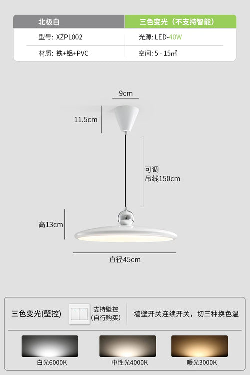 Designer flying saucer pendant light for modern decor - vue 9 sur 10