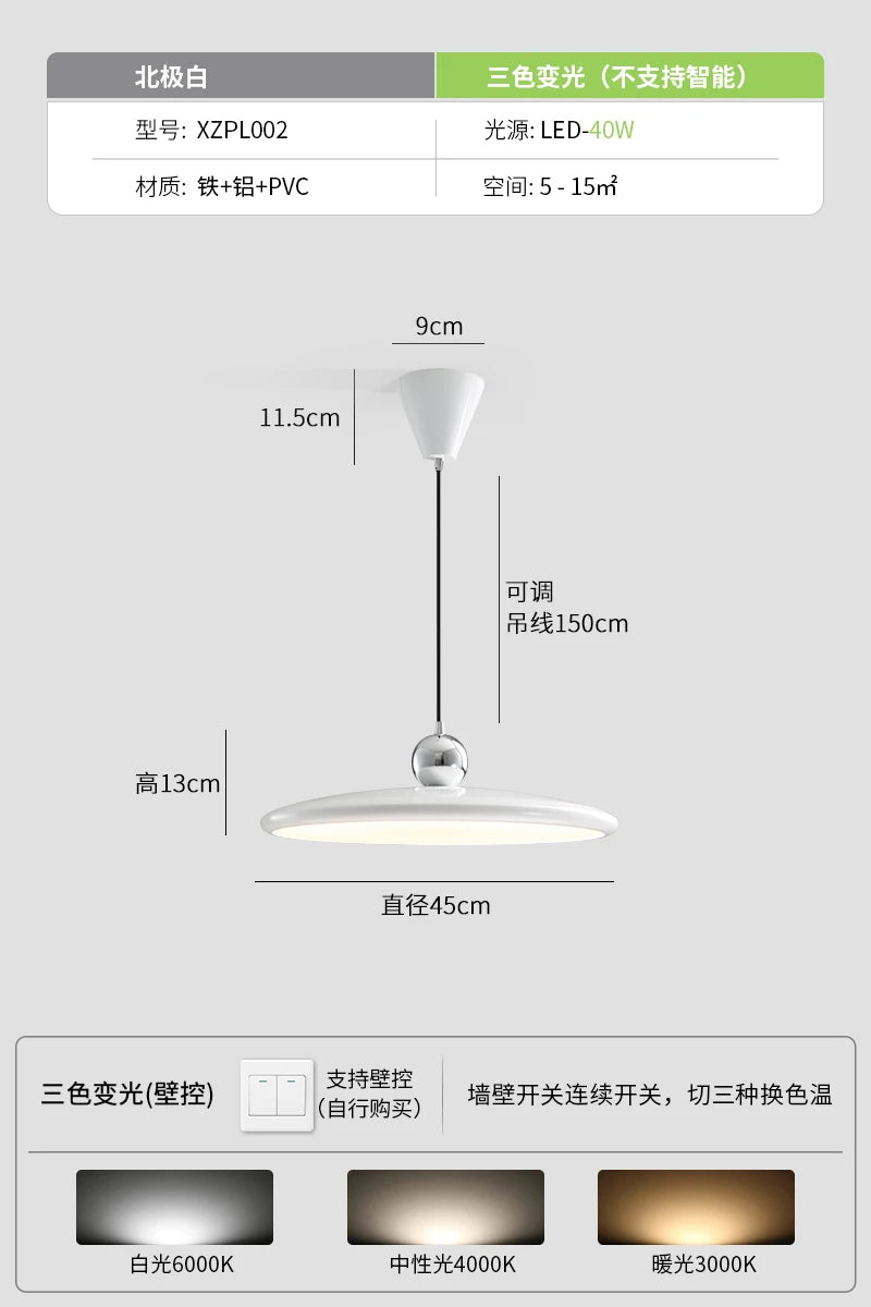 Designer flying saucer pendant light for modern decor - vue 8 sur 10