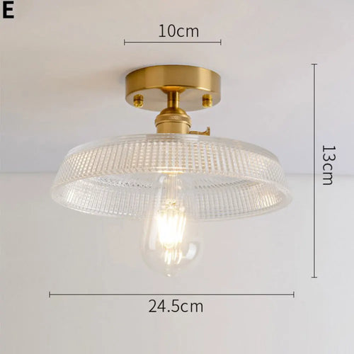 Modern Japanese retro carved glass ceiling light - vue 8 sur 18