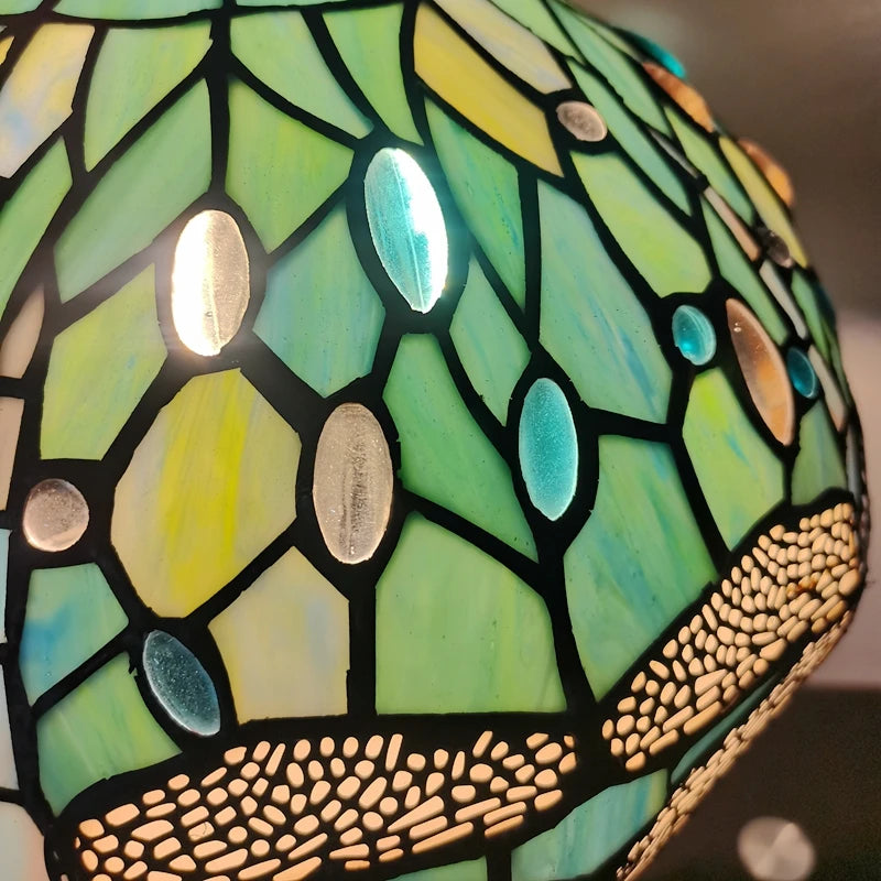Scandinavian dragonfly chandelier tiffany style retro designer garden lighting - vue 4 sur 6