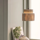 Retro rattan and straw ceiling light