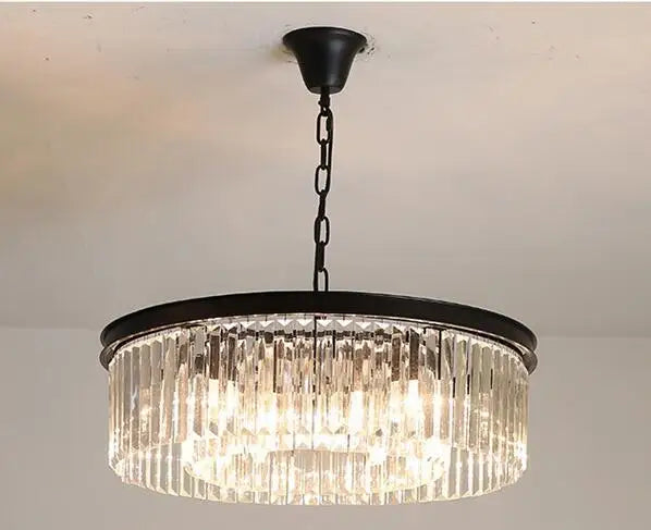 Retro American style metal LED chandelier with chain and crystal