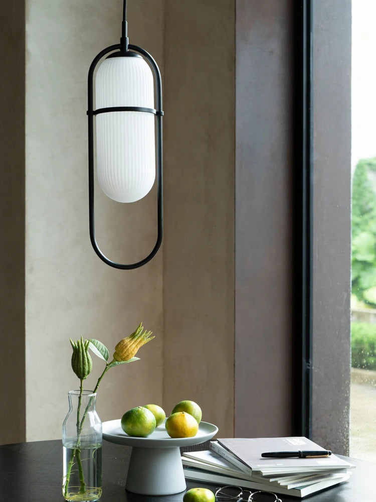 Modern industrial glass and metal chandelier for interior decor - vue 4 sur 8