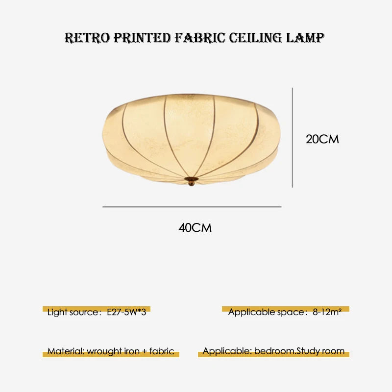 Retro printed fabric ceiling light with cosy Nordic style