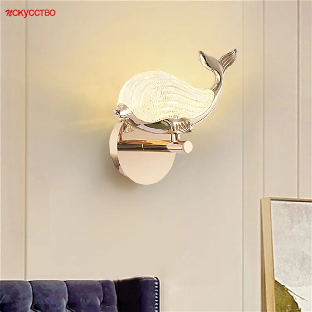 Led whale wall light for children's interior decor
