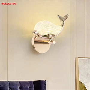 Led whale wall light for children's interior decor