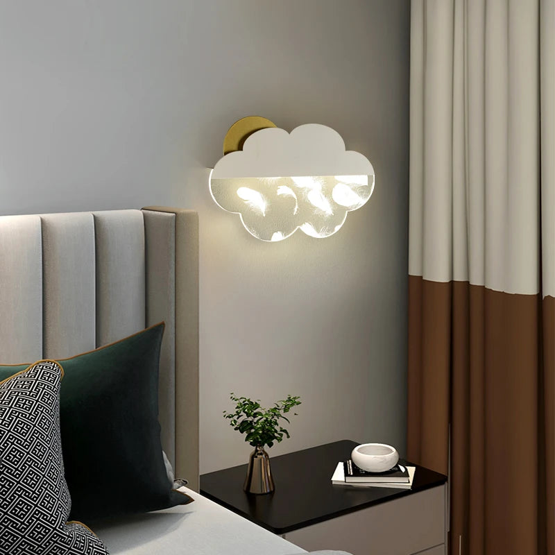 Feather cloud wall lights for children's room decor - vue 3 sur 12