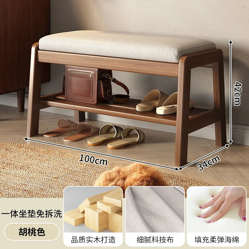 solid wood shoe bench for practical storage - vue 3 sur 9