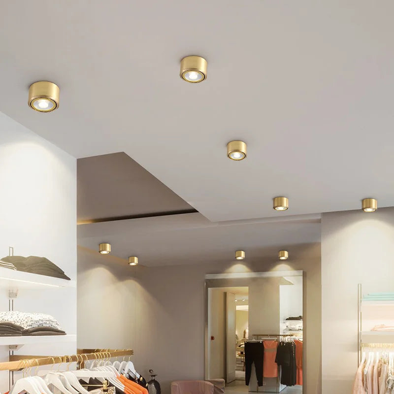 Adjustable copper LED downlight with COB spotlights for home decor - vue 5 sur 8