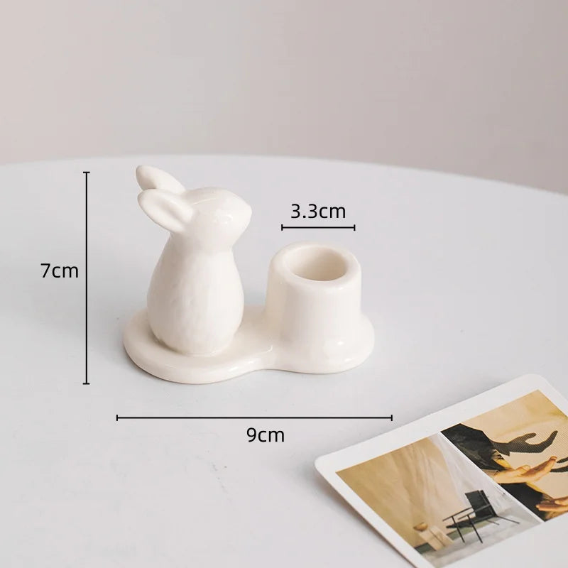 Decorative ceramic bunny candle holders for the home - vue 8 sur 11