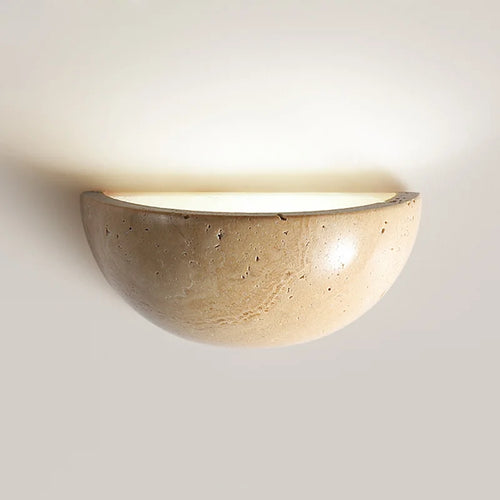 Retro semi-circular natural travertine LED wall light for decoration - vue 2 sur 9