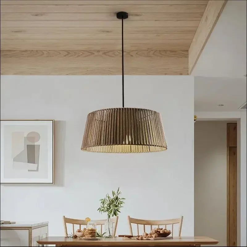 Nordic metal chandelier with woven rope for interior decoration