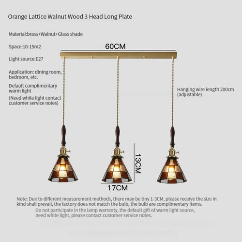Luxury antique glass and brass pendant chandelier - vue 12 sur 15
