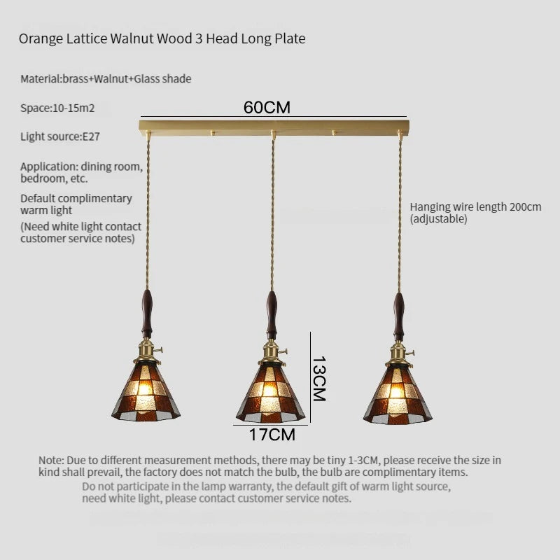 Luxury antique glass and brass pendant chandelier - vue 11 sur 15