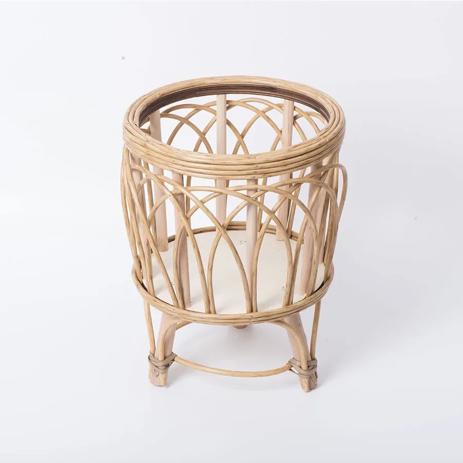 Rattan flower pot with creative bamboo stand - vue 5 sur 7