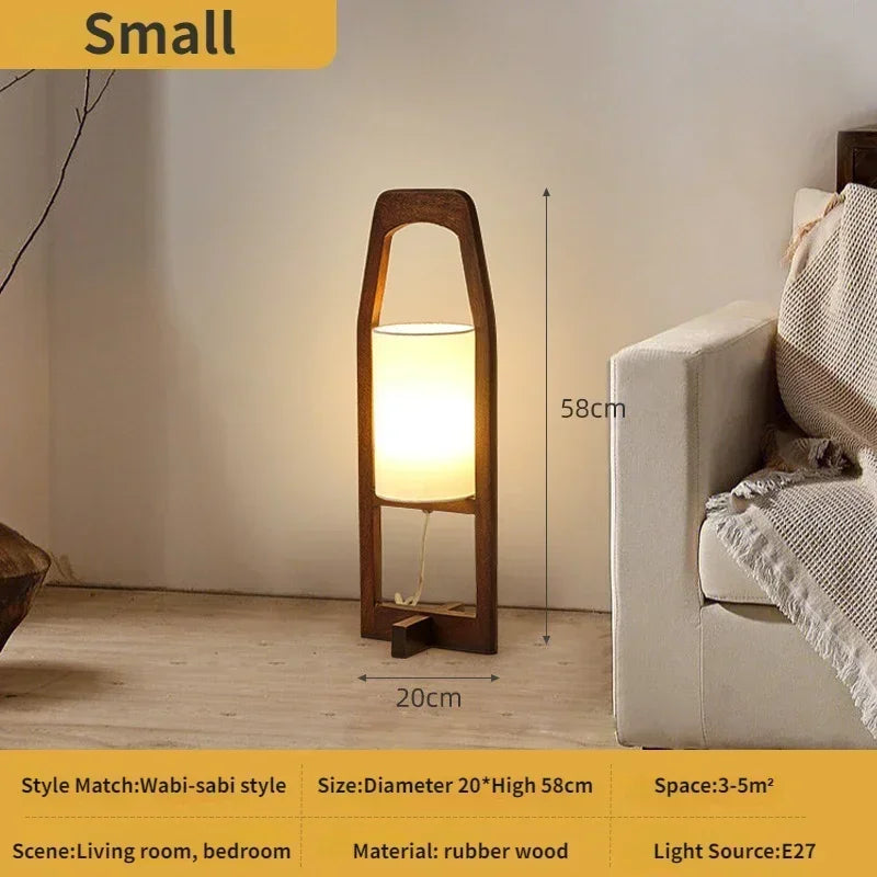 Japanese wabi sabi wooden floor lamp for interior decoration with a Zen atmosphere