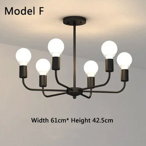 Modern industrial chandelier for simple retro interior decor