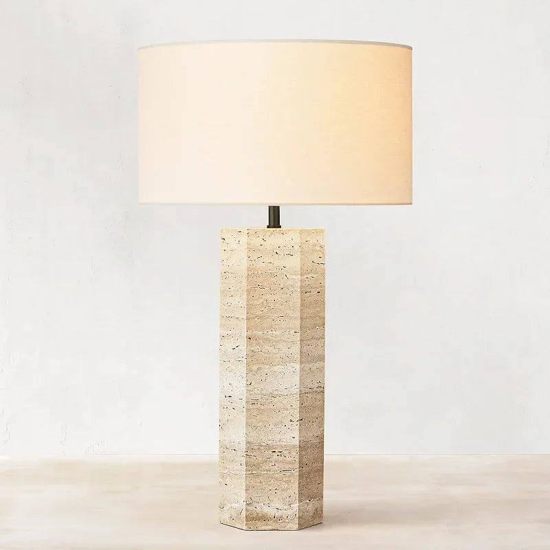 Post-modern travertine table lamp wabi-sabi art deco style