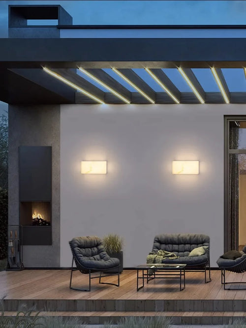 Art deco marble waterproof wall light for indoor and outdoor - vue 2 sur 12