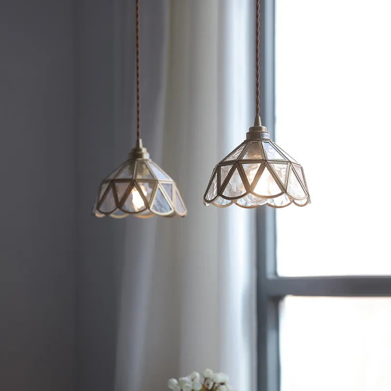 Nordic glass LED pendant light with gold body - vue 6 sur 20