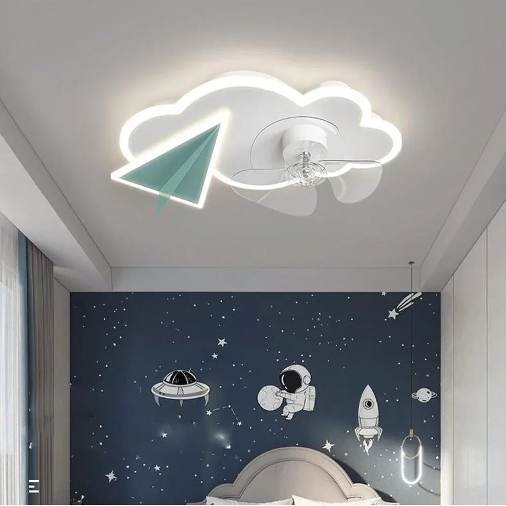 Ceiling fan with lights airplane design remote control for children