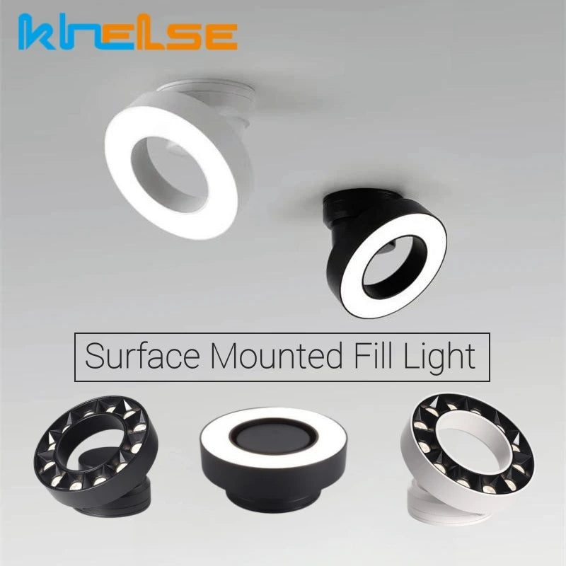 Anti-glare foldable surface-mounted LED ring ceiling spotlight