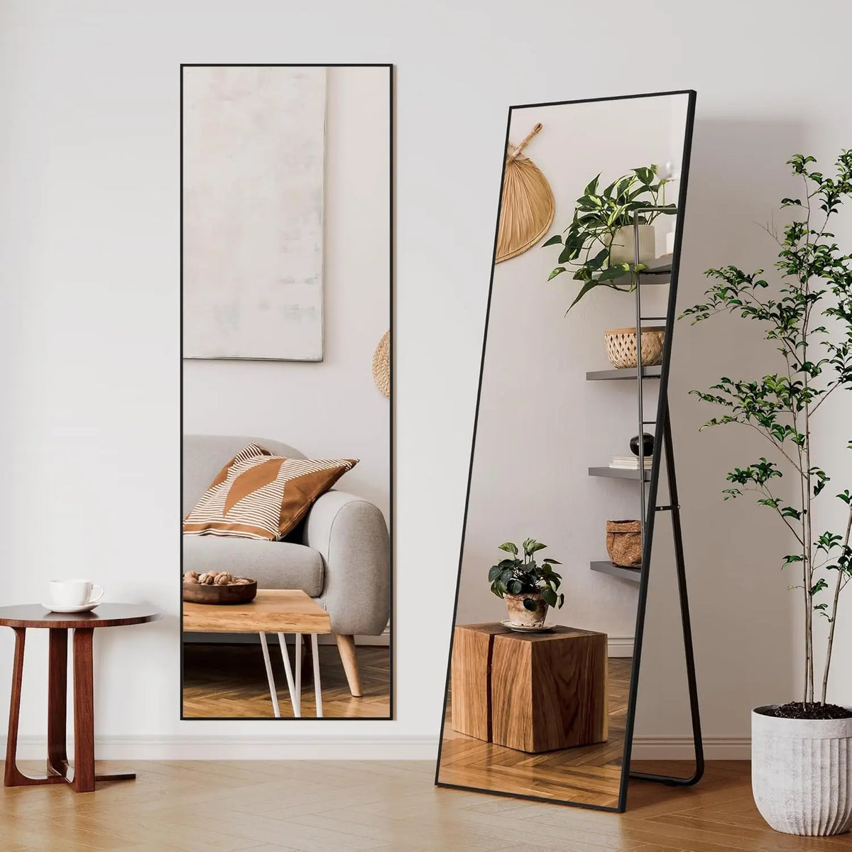 Full Length Mirror Standing Hanging or Leaning Against Wall Large Bedroom Floor Mirror Dressing, Aluminum Alloy Frame 162cm - vue 4 sur 11