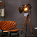 Vintage wooden floor lamp for creative lighting and photography studio