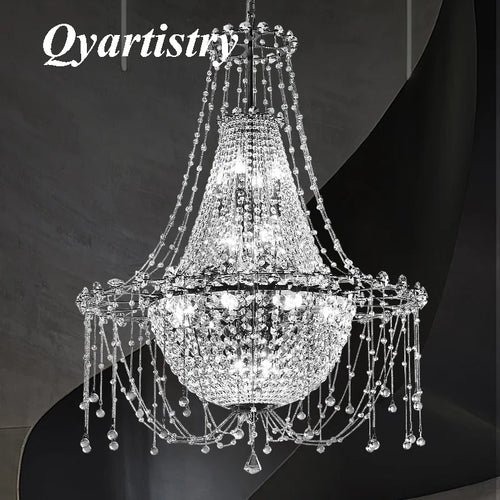 Luxury K9 stainless steel LED chandelier modern pendant light