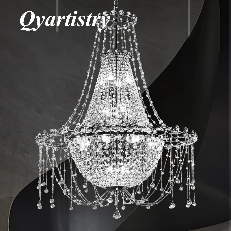Luxury K9 stainless steel LED chandelier modern pendant light