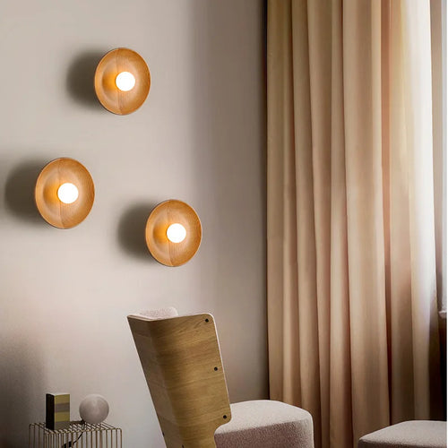 Simple nordic solid wood LED wall light - vue 2 sur 8
