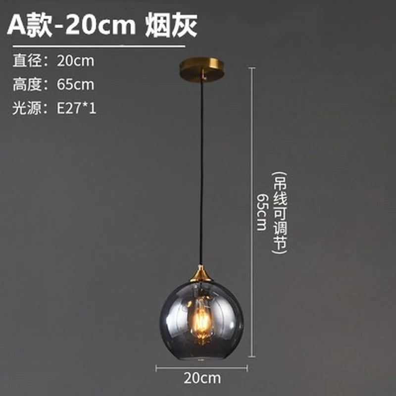 Nordic smoked glass luxury single pendant lamp - vue 19 sur 26