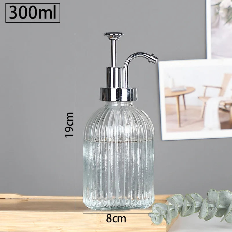 refillable clear glass soap dispenser for shower gel