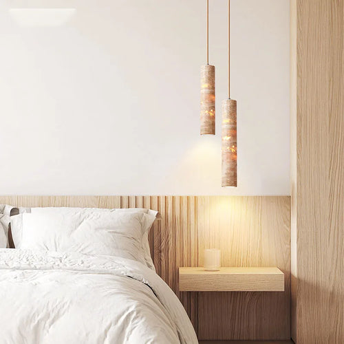 Wabi-sabi stone designer pendant light for a modern atmosphere - vue 4 sur 14