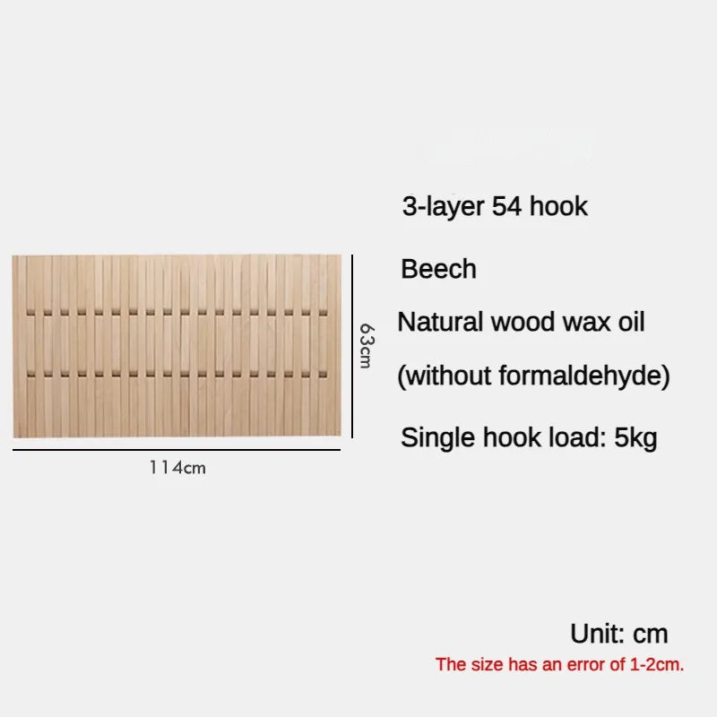 wooden wall coat rack for clothes and keys - vue 16 sur 18
