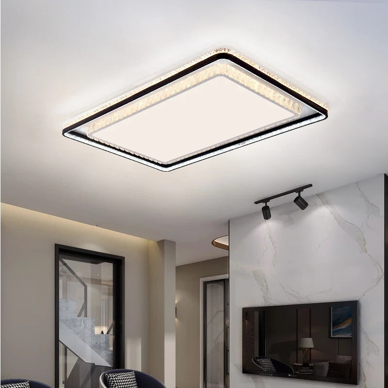 Modern crystal LED ceiling light for elegant interiors - vue 4 sur 6
