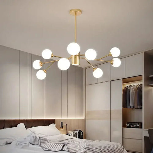 Nordic LED chandelier with glass globe for pendant lights - vue 7 sur 14