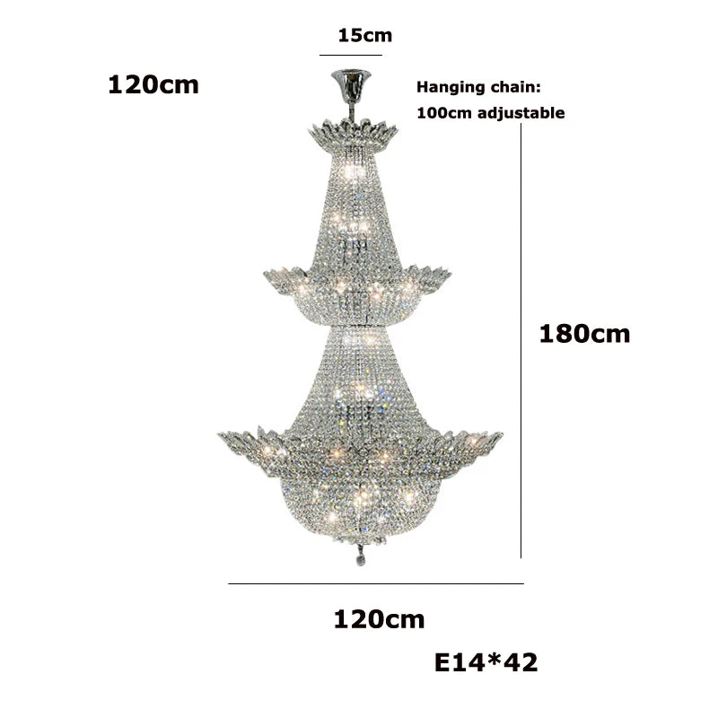 Dimmable LED K9 crystal chandelier modern design 2024 - vue 14 sur 16