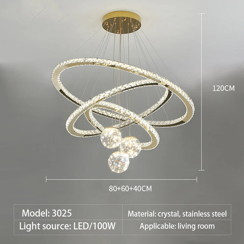 Modern crystal glass chandelier with LED star light