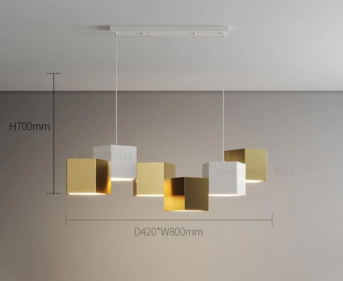 Modern simple nordic style creative hexagonal prism indoor chandelier - vue 12 sur 11