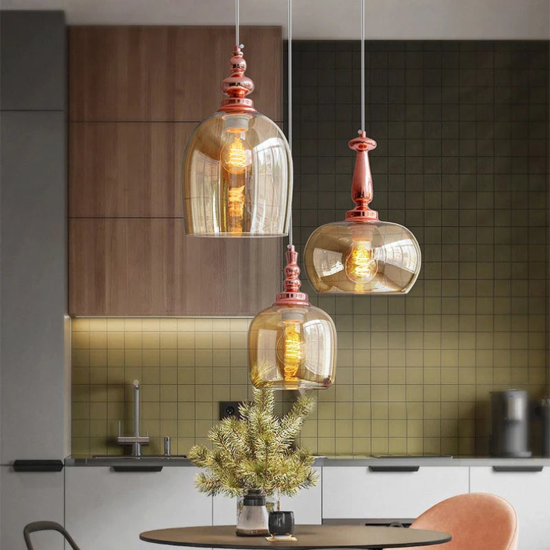 Modern minimalist glass chandelier nordic lighting - vue 4 sur 8